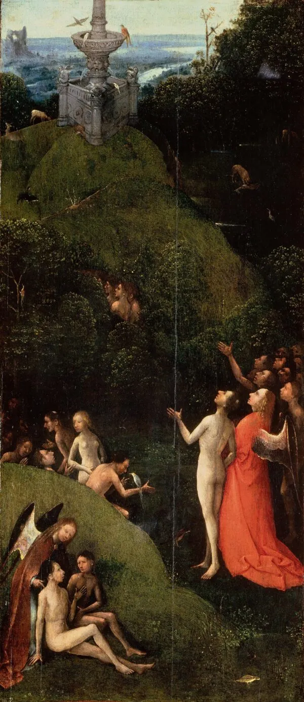 Visions of the Hereafter: Terrestrial Paradise (1500) by Hieronymus Bosch — original painting reproduced as a hand-painted oil on canvas