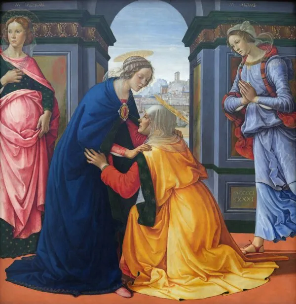 Visitation (1491) by Domenico Ghirlandaio — original painting reproduced as a hand-painted oil on canvas