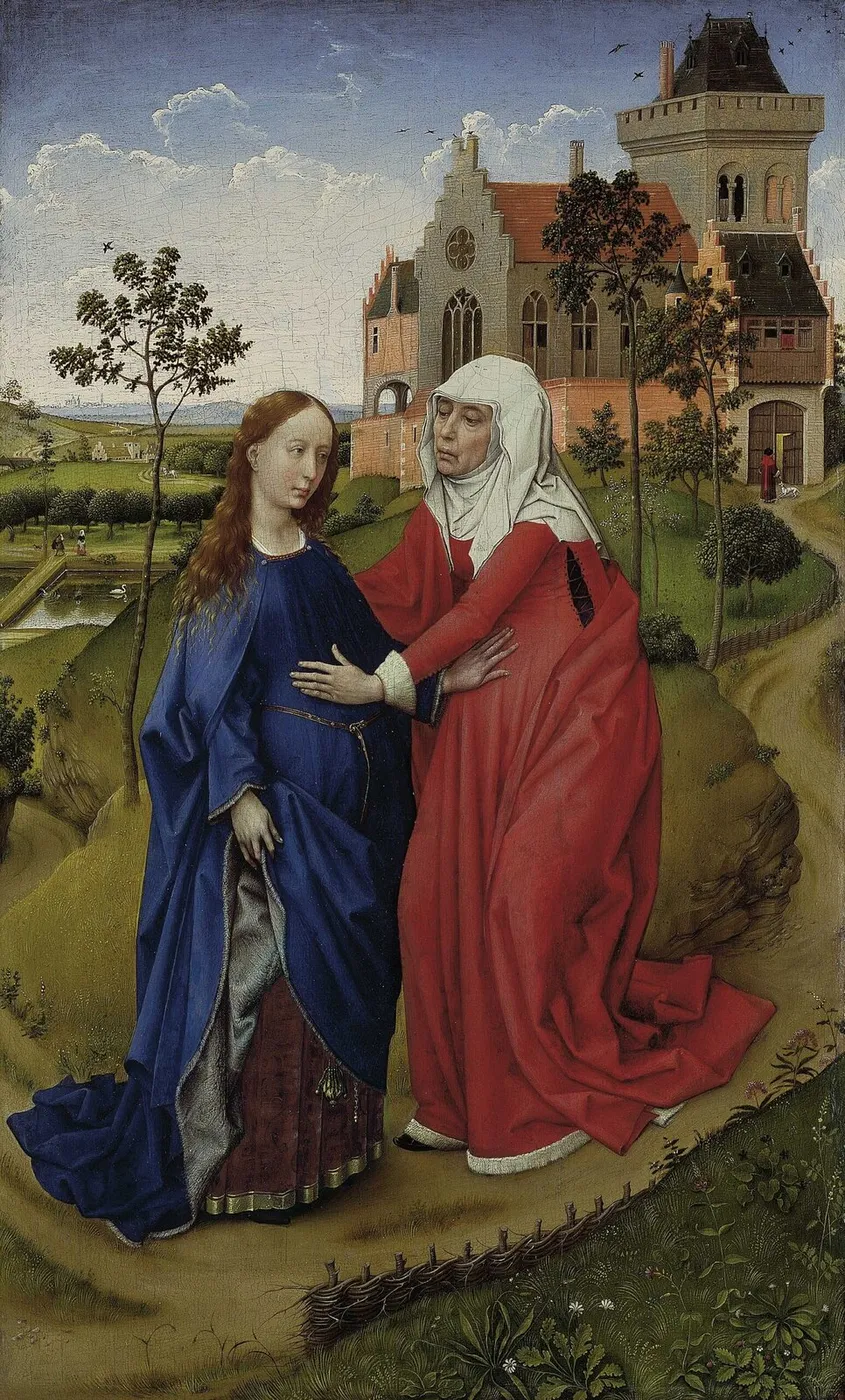 Visitation (1437) by Rogier van der Weyden — original painting reproduced as a hand-painted oil on canvas