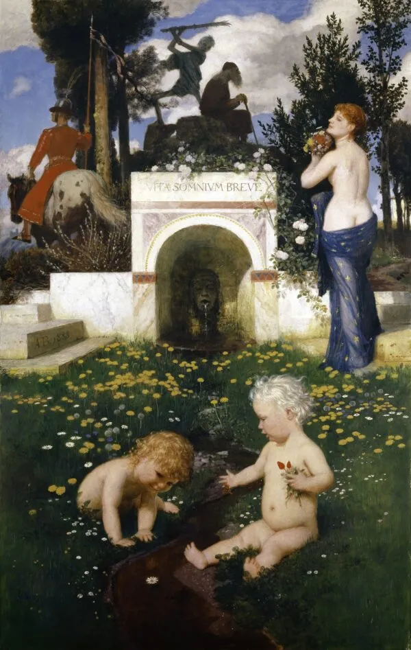 Vita somnium breve (1888) by Arnold Böcklin — original painting reproduced as a hand-painted oil on canvas