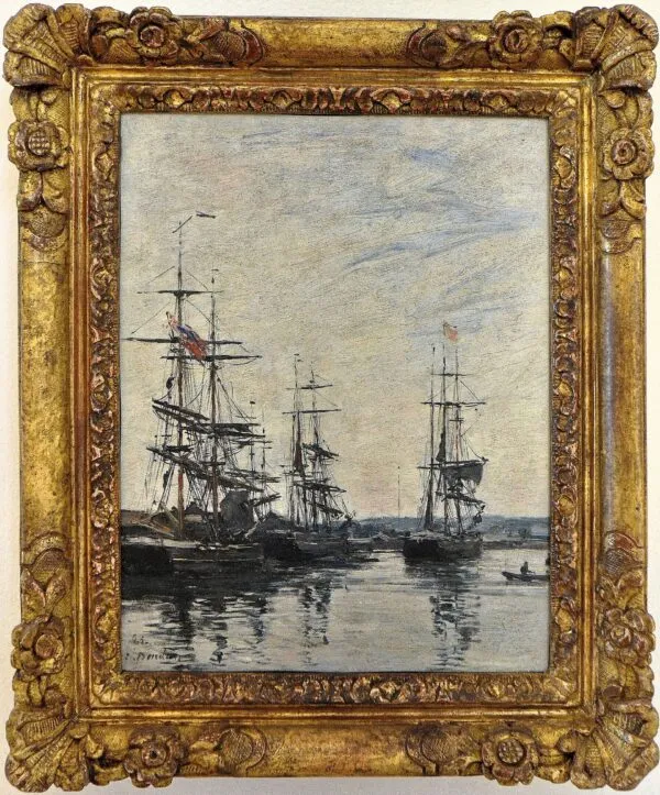 Voiliers dans le port de Deauville by Eugène Louis Boudin — original painting reproduced as a hand-painted oil on canvas