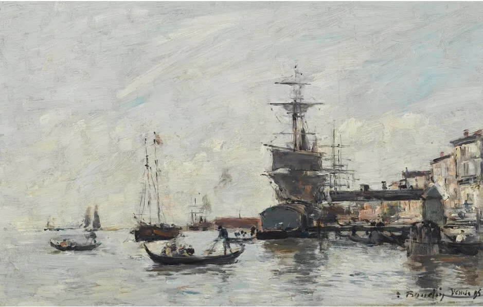 Vue de Venise (1895) by Eugène Louis Boudin — original painting reproduced as a hand-painted oil on canvas