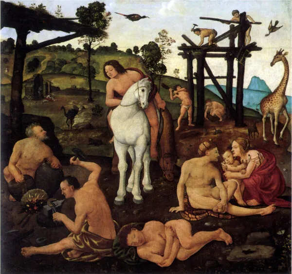 Vulcan and Aeolus by Piero di Cosimo (1490) by Piero di Cosimo — original painting reproduced as a hand-painted oil on canvas