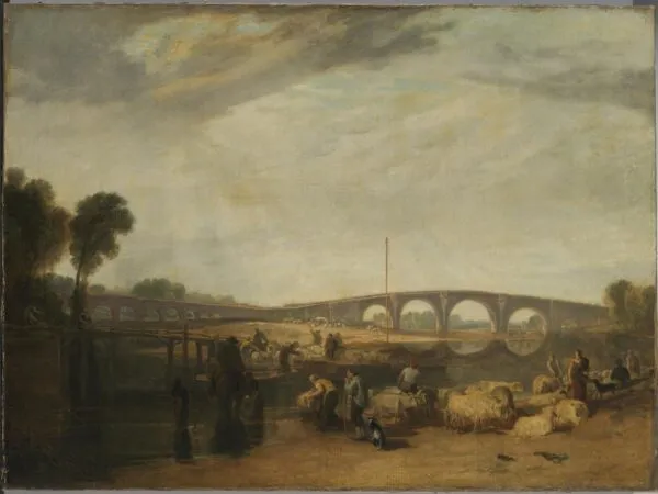 Walton bridges (1806) by J. M. W. Turner — original painting reproduced as a hand-painted oil on canvas