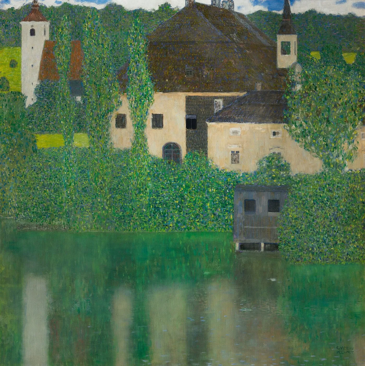 Water Castle (1908) by Gustav Klimt — original painting reproduced as a hand-painted oil on canvas