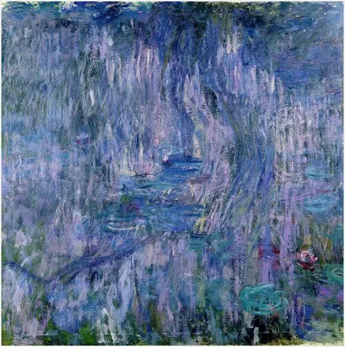 Water-Lilies, Reflection of a Weeping Willow (1917) by Claude Monet — original painting reproduced as a hand-painted oil on canvas
