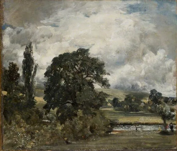 Water Meadows near Salisbury (1820) by John Constable — original painting reproduced as a hand-painted oil on canvas