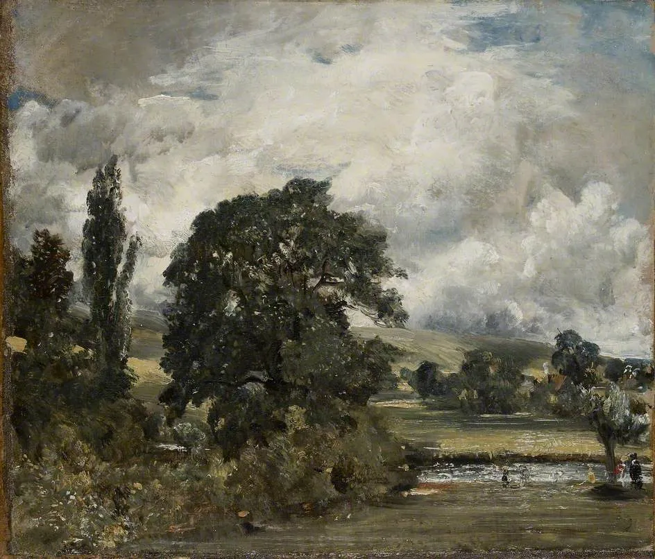 Water Meadows near Salisbury (1820) by John Constable — original painting reproduced as a hand-painted oil on canvas