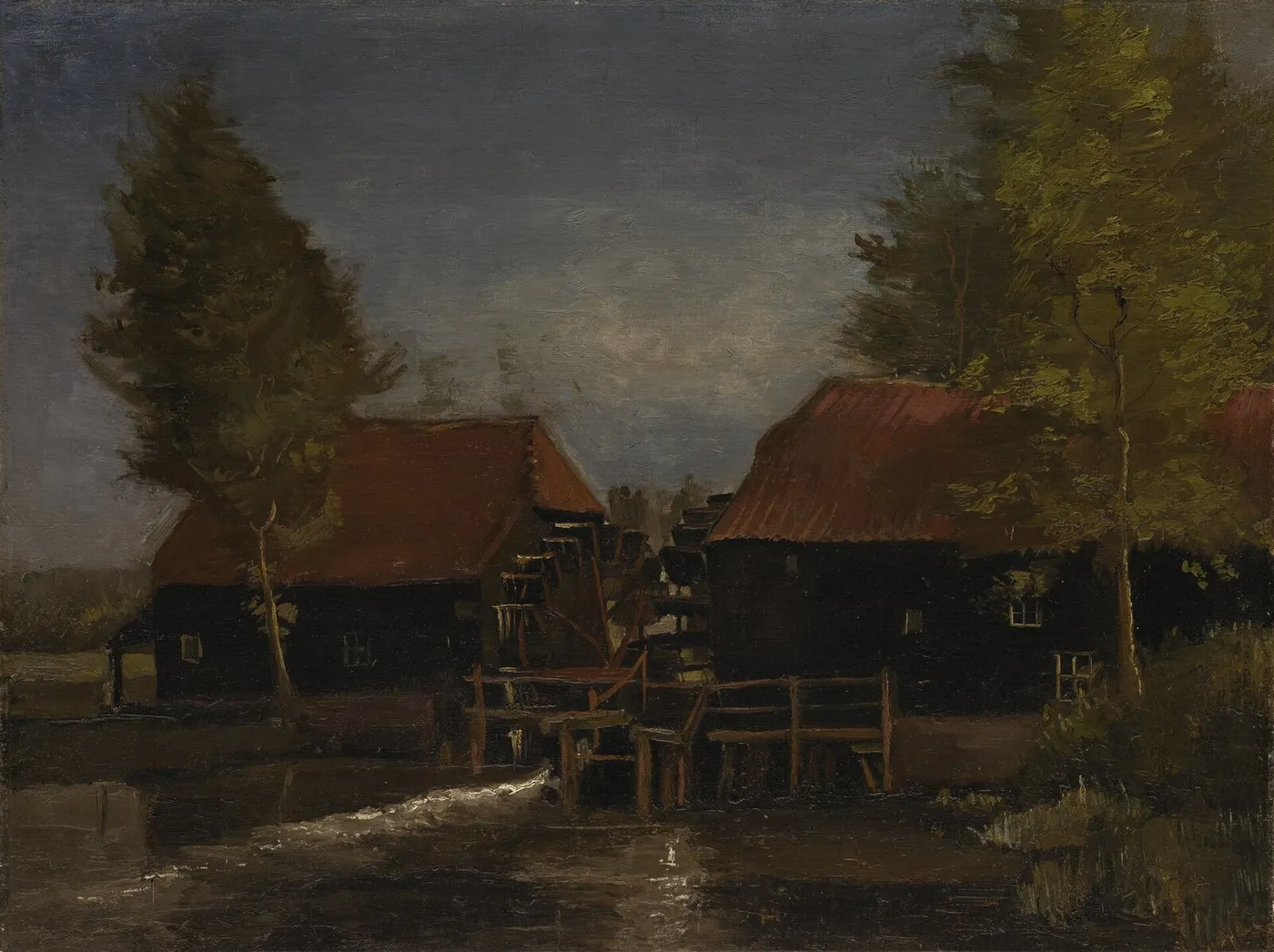 Water Mill at Kollen near Nuenen (1884) by Vincent van Gogh — original painting reproduced as a hand-painted oil on canvas