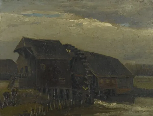 Water Mill at Opwetten (1884) by Vincent van Gogh — original painting reproduced as a hand-painted oil on canvas