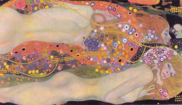 Water Serpents II (1904) by Gustav Klimt — original painting reproduced as a hand-painted oil on canvas