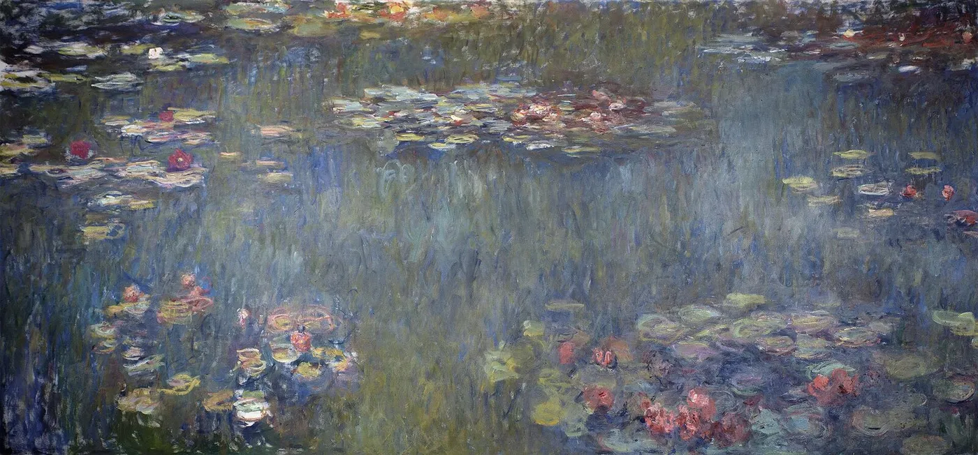 Waterlilies Pond, Green Reflection (1923) by Claude Monet — original painting reproduced as a hand-painted oil on canvas