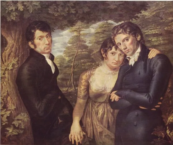 We Three (1805) by Philipp Otto Runge — original painting reproduced as a hand-painted oil on canvas