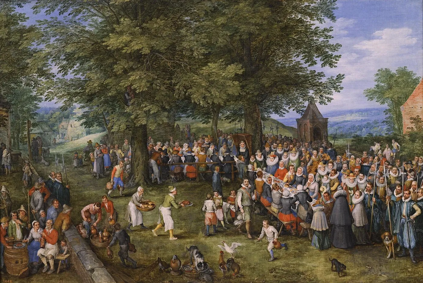 Wedding Banquet with the Archduke Albert and the Archduchess Isabel Clara Eugenia (1612) by Jan Brueghel the Elder — original painting reproduced as a hand-painted oil on canvas
