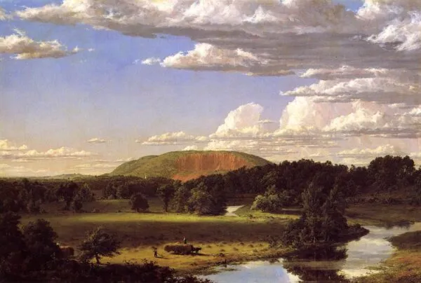 West Rock, New Haven (1849) by Frederic Edwin Church — original painting reproduced as a hand-painted oil on canvas