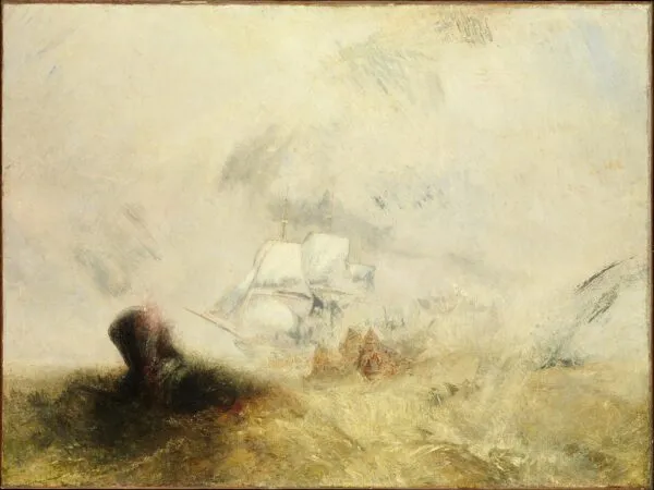 Whalers (1845) by J. M. W. Turner — original painting reproduced as a hand-painted oil on canvas
