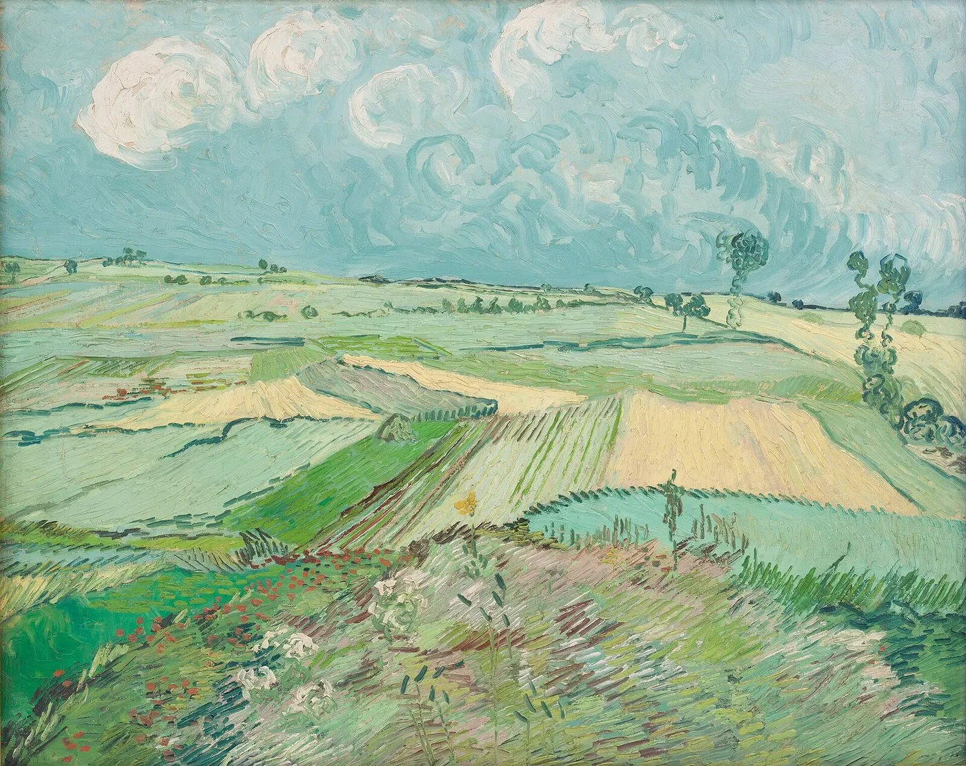 Wheat Fields after the Rain (1890) by Vincent van Gogh — original painting reproduced as a hand-painted oil on canvas