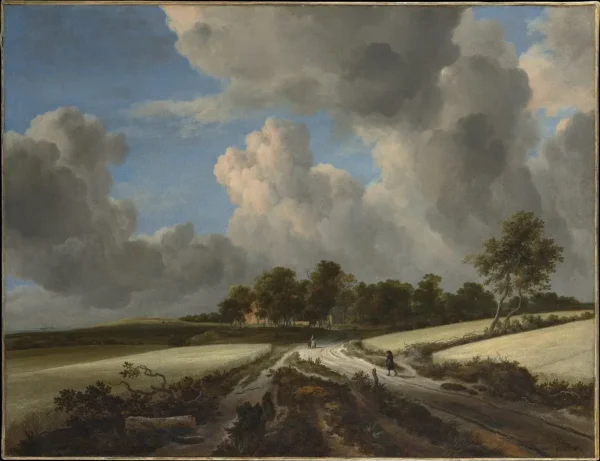 Wheat Fields (1670) by Jacob van Ruisdael — original painting reproduced as a hand-painted oil on canvas