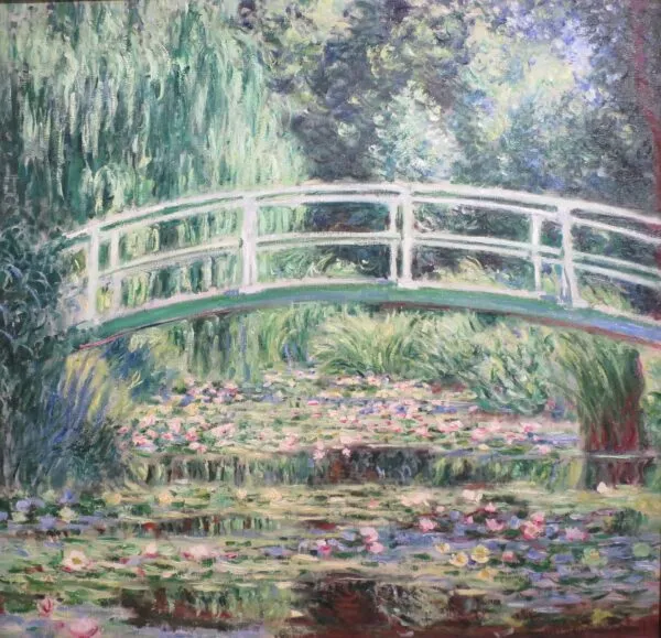 White Water Lilies (1899) by Claude Monet — original painting reproduced as a hand-painted oil on canvas