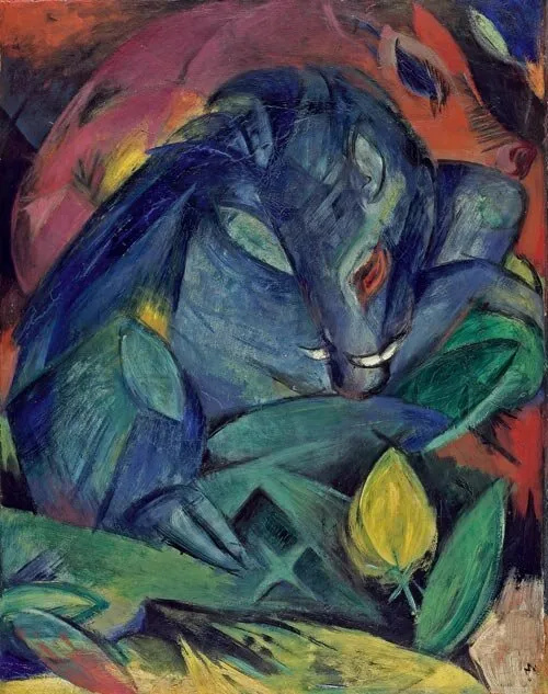 Wild boars (1913) by Franz Marc — original painting reproduced as a hand-painted oil on canvas