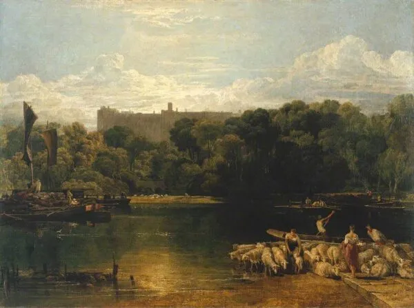 Windsor Castle from the Thames (1805) by J. M. W. Turner — original painting reproduced as a hand-painted oil on canvas
