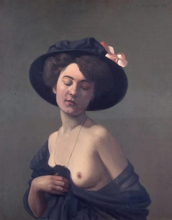 Woman in a Black Hat (1908) by Félix Vallotton — original painting reproduced as a hand-painted oil on canvas