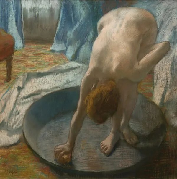 Woman in a Tub (1886) by Edgar Degas — original painting reproduced as a hand-painted oil on canvas