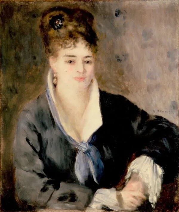 Woman in Black (1876) by Pierre-Auguste Renoir — original painting reproduced as a hand-painted oil on canvas