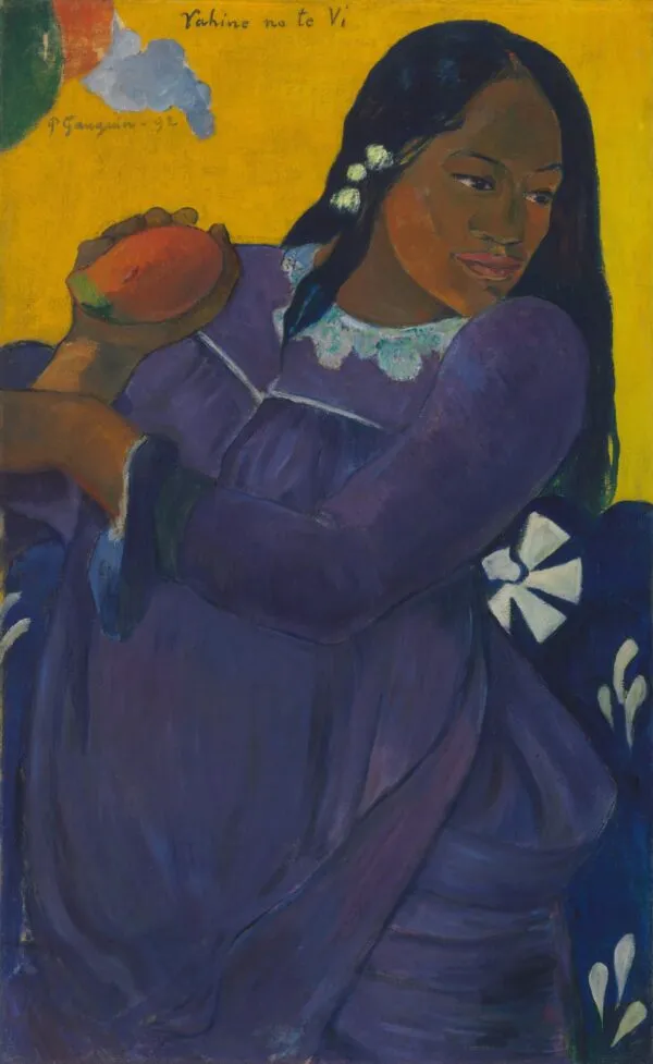 Woman of the Mango (1892) by Paul Gauguin — original painting reproduced as a hand-painted oil on canvas