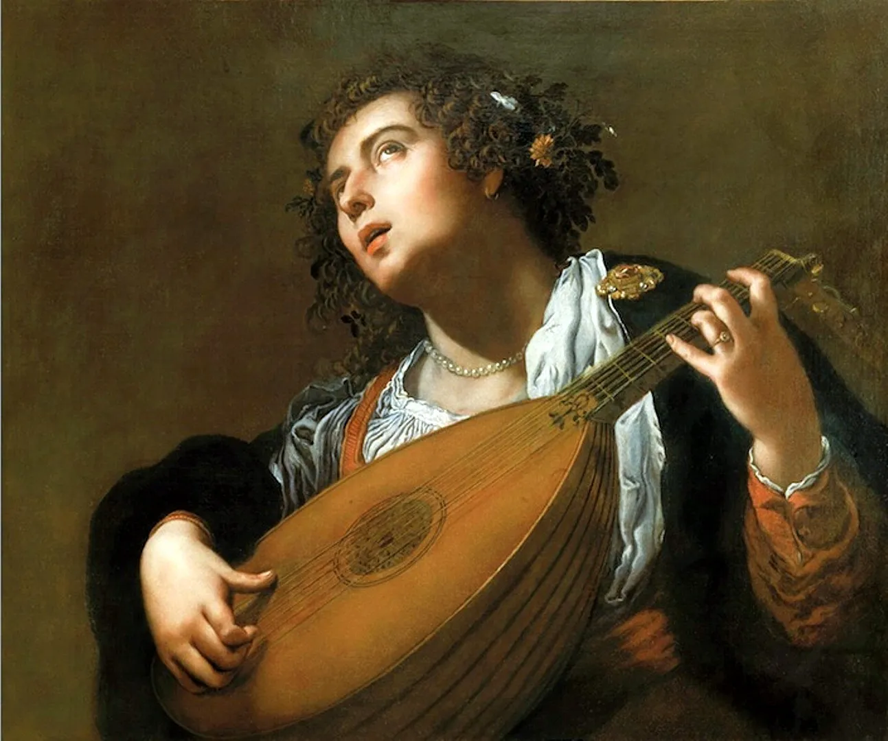 Woman Playing a Lute — Artemisia Gentileschi