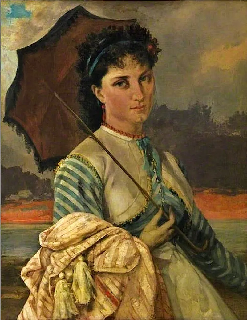 Woman with a Parasol, Mademoiselle Aubé de la Holde — Gustave Courbet