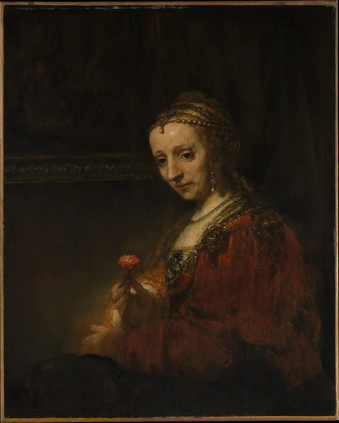 Woman with a Pink — Rembrandt