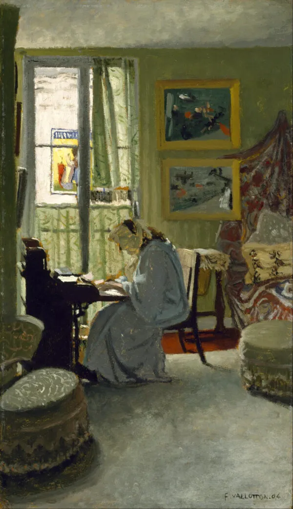 Woman Writing in an Interior (1904) by Félix Vallotton — original painting reproduced as a hand-painted oil on canvas