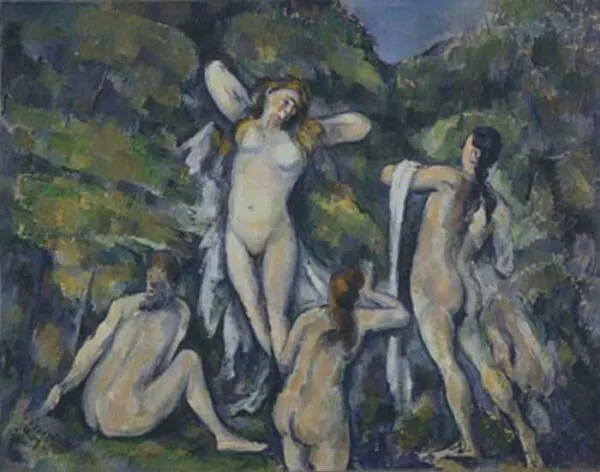 Women Bathing (1900) by Paul Cézanne — original painting reproduced as a hand-painted oil on canvas