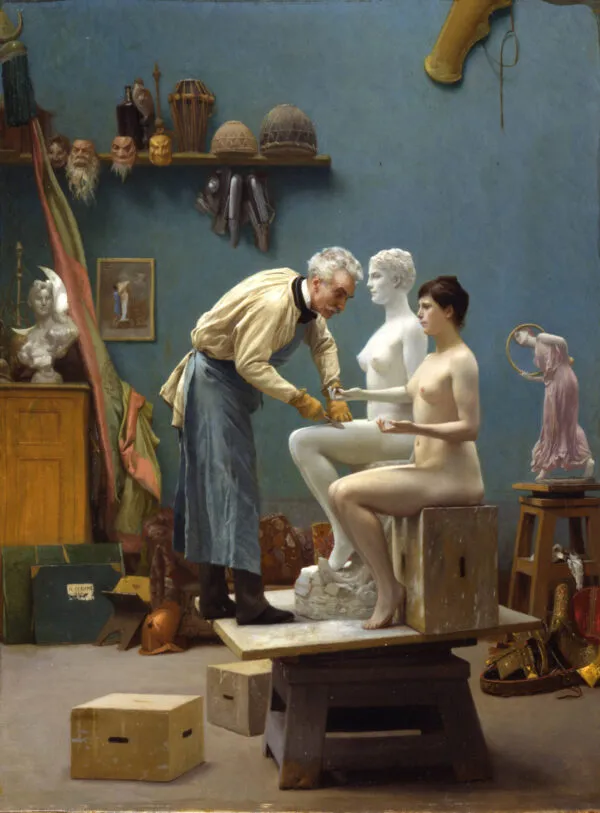 Working in Marble (1890) by Jean-Léon Gérôme — original painting reproduced as a hand-painted oil on canvas