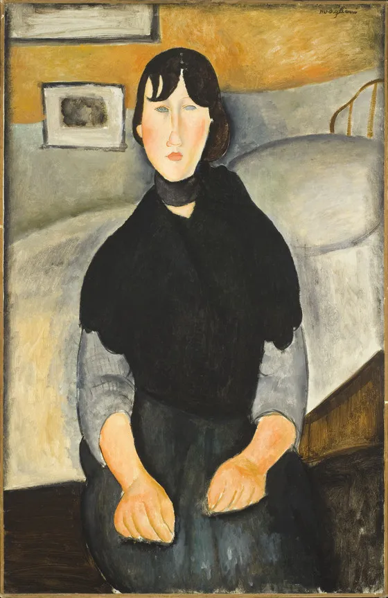 Young Woman of the People (1918) by Amedeo Modigliani — original painting reproduced as a hand-painted oil on canvas