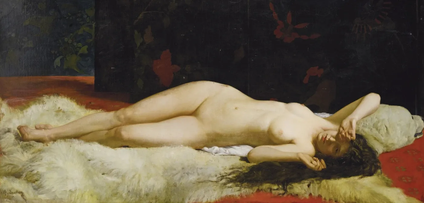 1870 : Le réveil (1870) by Alphonse Eugène Félix Lecadre — original painting reproduced as a hand-painted oil on canvas