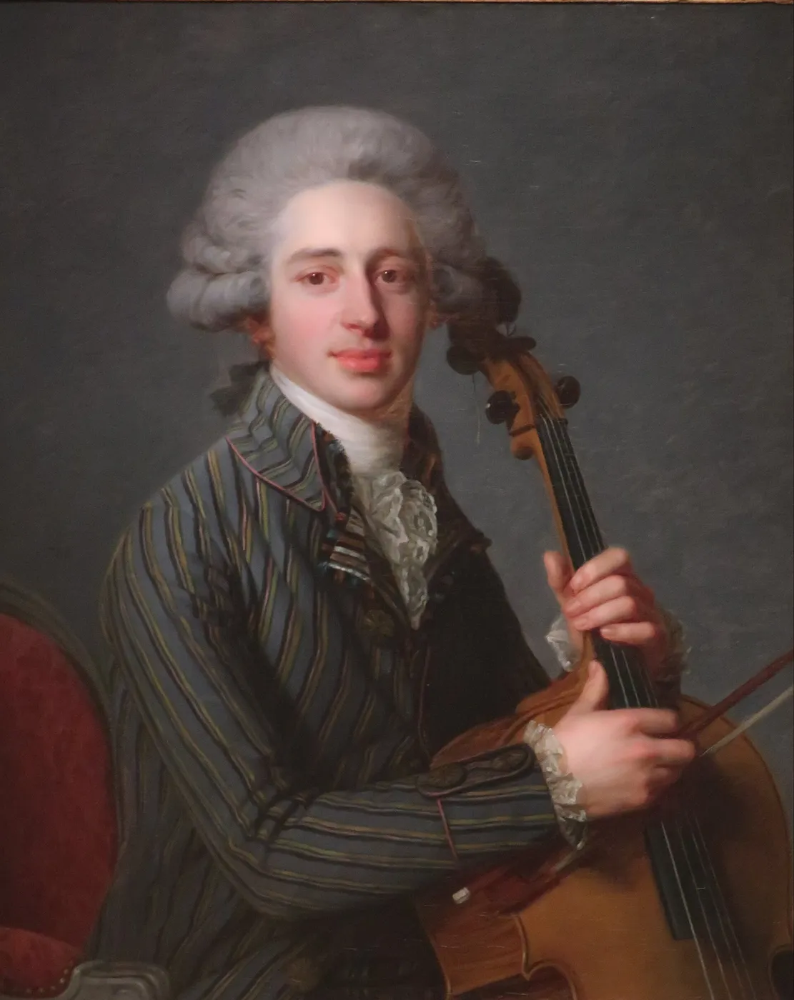 A Cellist (1788) by Antoine Vestier — original painting reproduced as a hand-painted oil on canvas