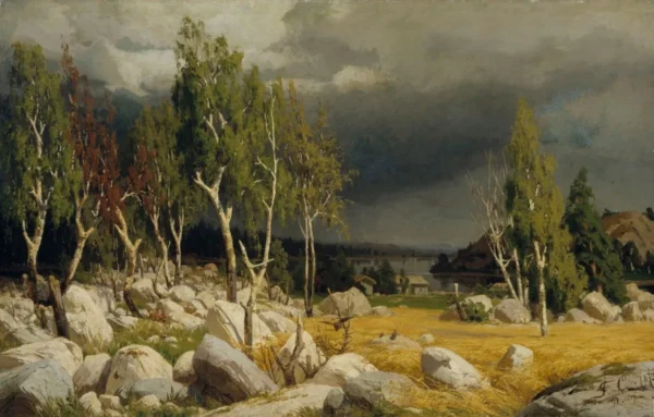 A Clearing, Uusimaa Landscape (1872) by Fanny Churberg — original painting reproduced as a hand-painted oil on canvas