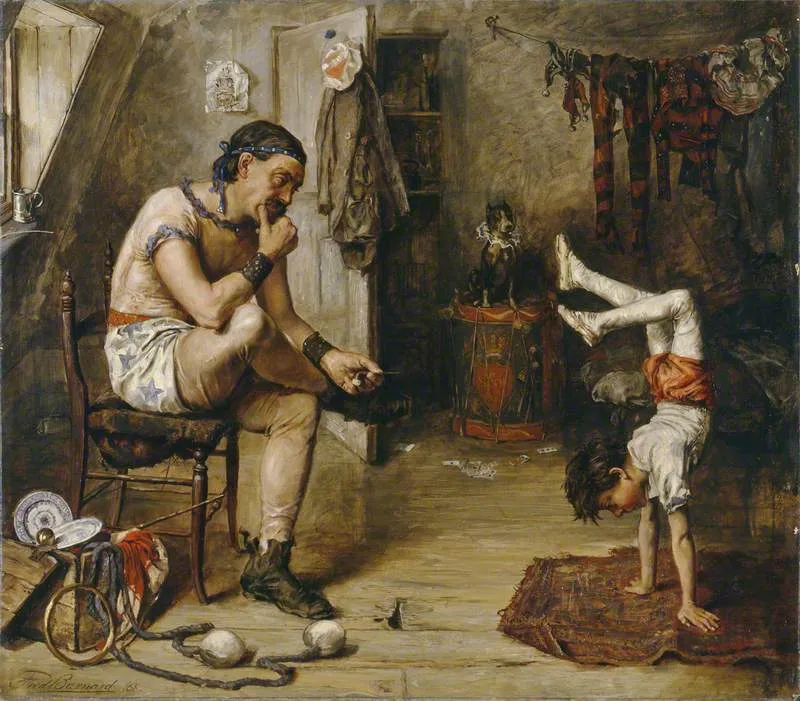 A Dress Rehearsal (1868) by Fred Barnard — original painting reproduced as a hand-painted oil on canvas