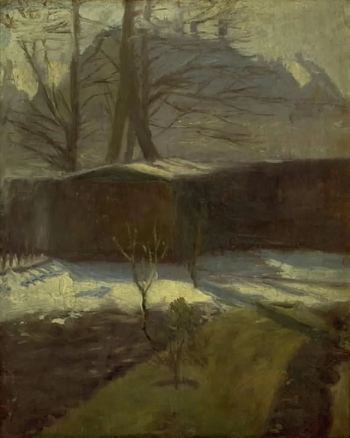 A Garden in Winter, Helenevej. Copenhagen (1889) by Alexander Wilde — original painting reproduced as a hand-painted oil on canvas