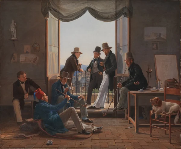 A Group of Danish Artists in Rome (1837) by Constantin Hansen — original painting reproduced as a hand-painted oil on canvas