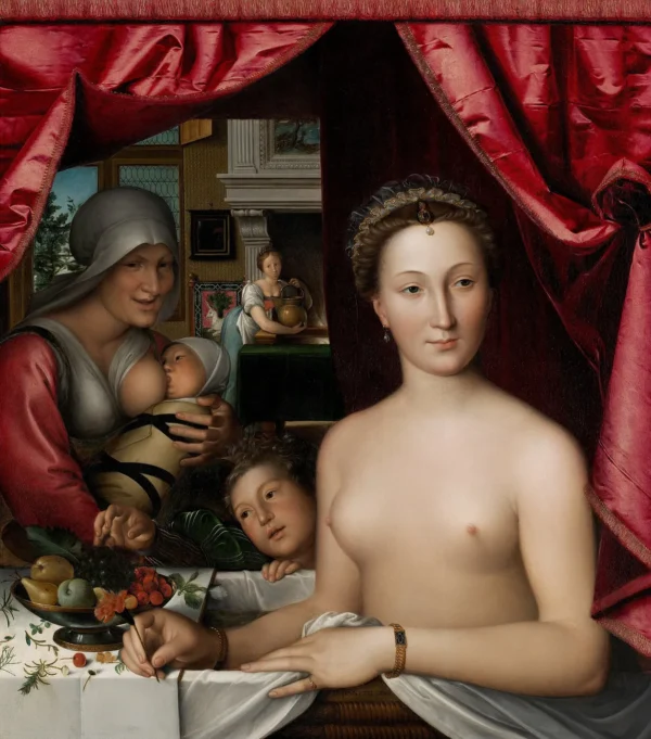 A Lady in Her Bath (1571) by François Clouet — original painting reproduced as a hand-painted oil on canvas
