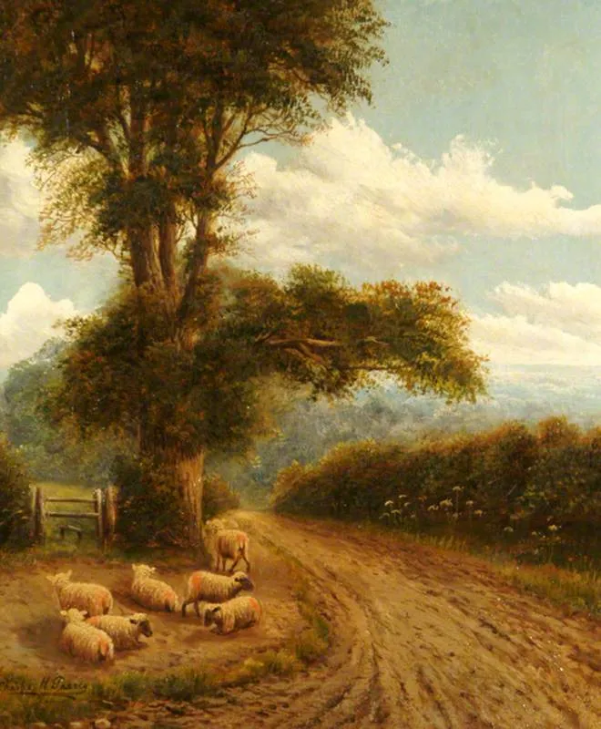 A Lane at Albury, Surrey (1880) by Charles Henry Passey — original painting reproduced as a hand-painted oil on canvas