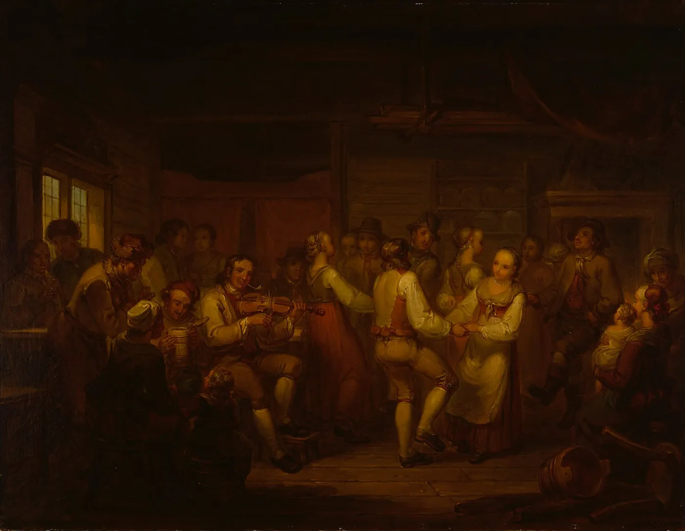 A Peasant Dance in Finland (1816) by Aleksander Lauréus — original painting reproduced as a hand-painted oil on canvas