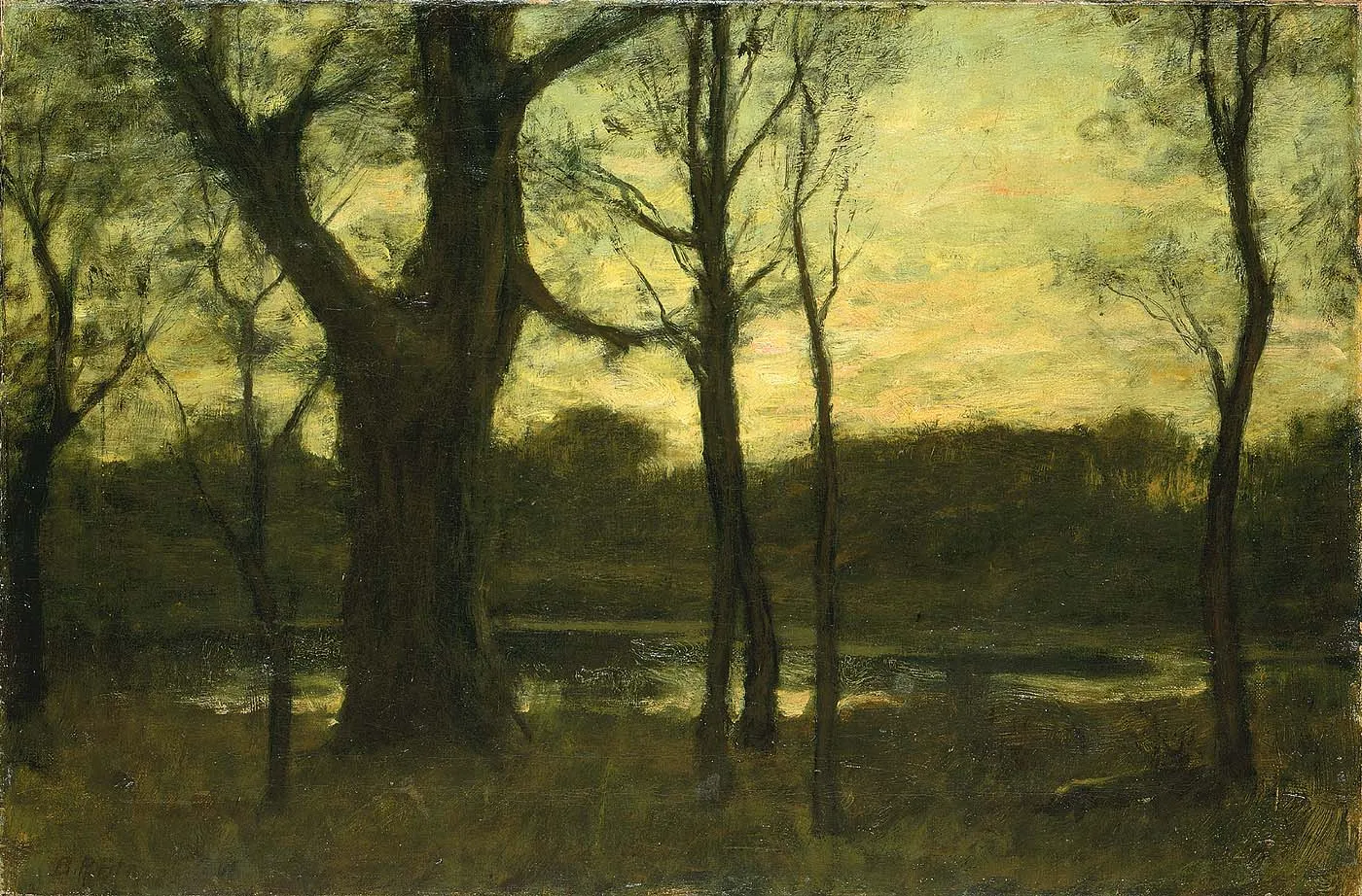A Pool in the Forest (1883) by Benjamin Rutherford Fitz — original painting reproduced as a hand-painted oil on canvas