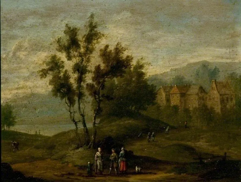 A River Landscape by Antoine-François Vernet — original painting reproduced as a hand-painted oil on canvas