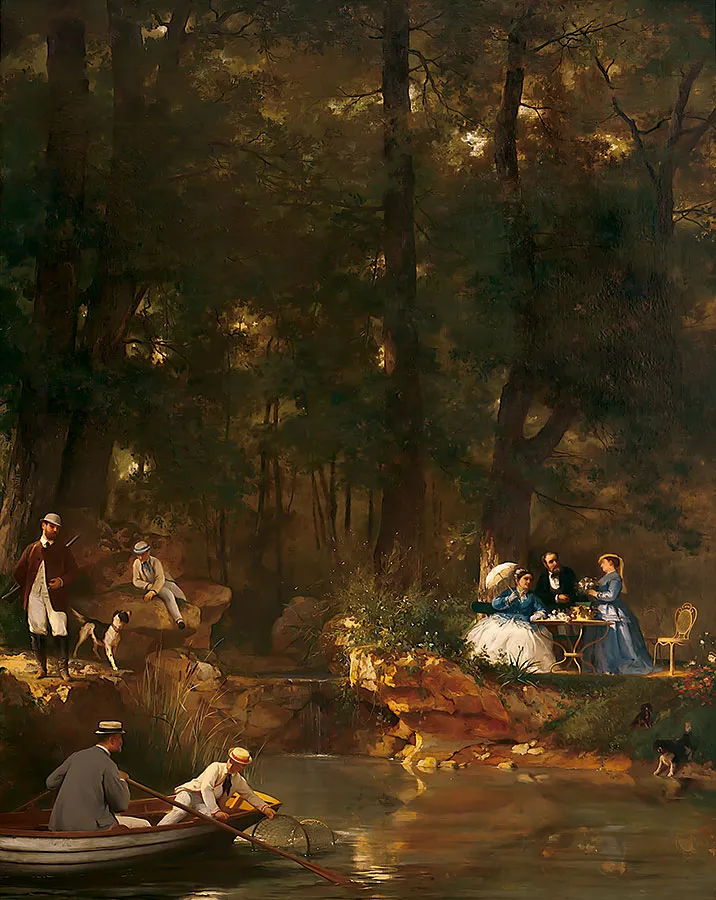 A river scene — Antoine Jean Étienne Faivre