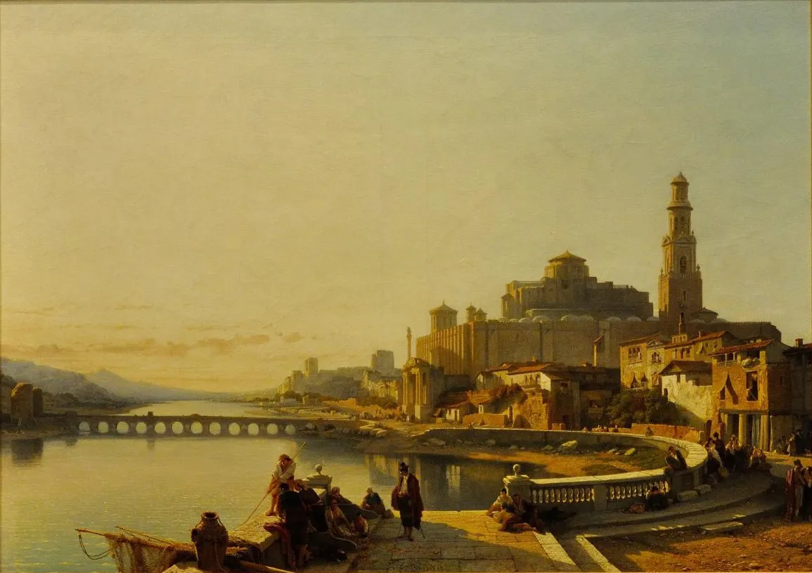 A view of Córdoba (1845) by François Bossuet — original painting reproduced as a hand-painted oil on canvas
