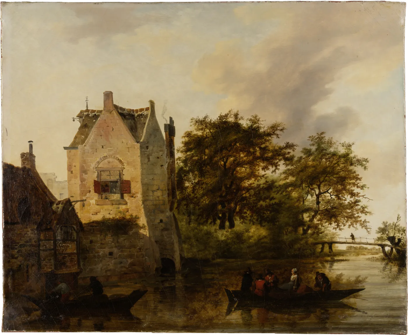 A Village Next to a Stretch of Water by Conrad Eckhard — original painting reproduced as a hand-painted oil on canvas